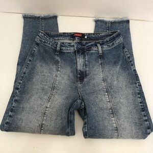 Jean Darrot Blue Acid-Wash Buttons Legs Jeans Size 44